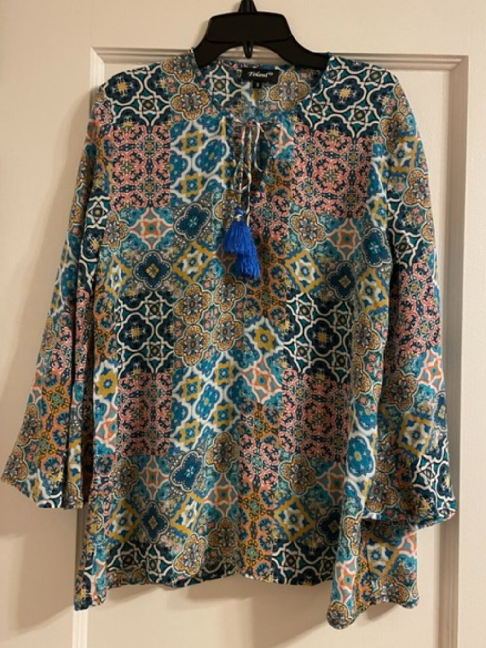 TOLANI 100% silk Tapestry Print Tunic S Small